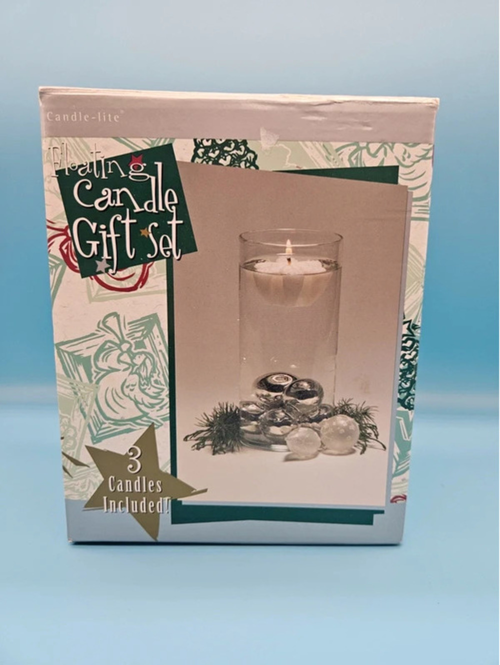 Candle-lite Floating Candle Gift Set Glass Holder 3 Candles Included